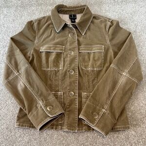 INC International Concepts Corduroy y2k 90s Academia Jacket Women's L Button Up